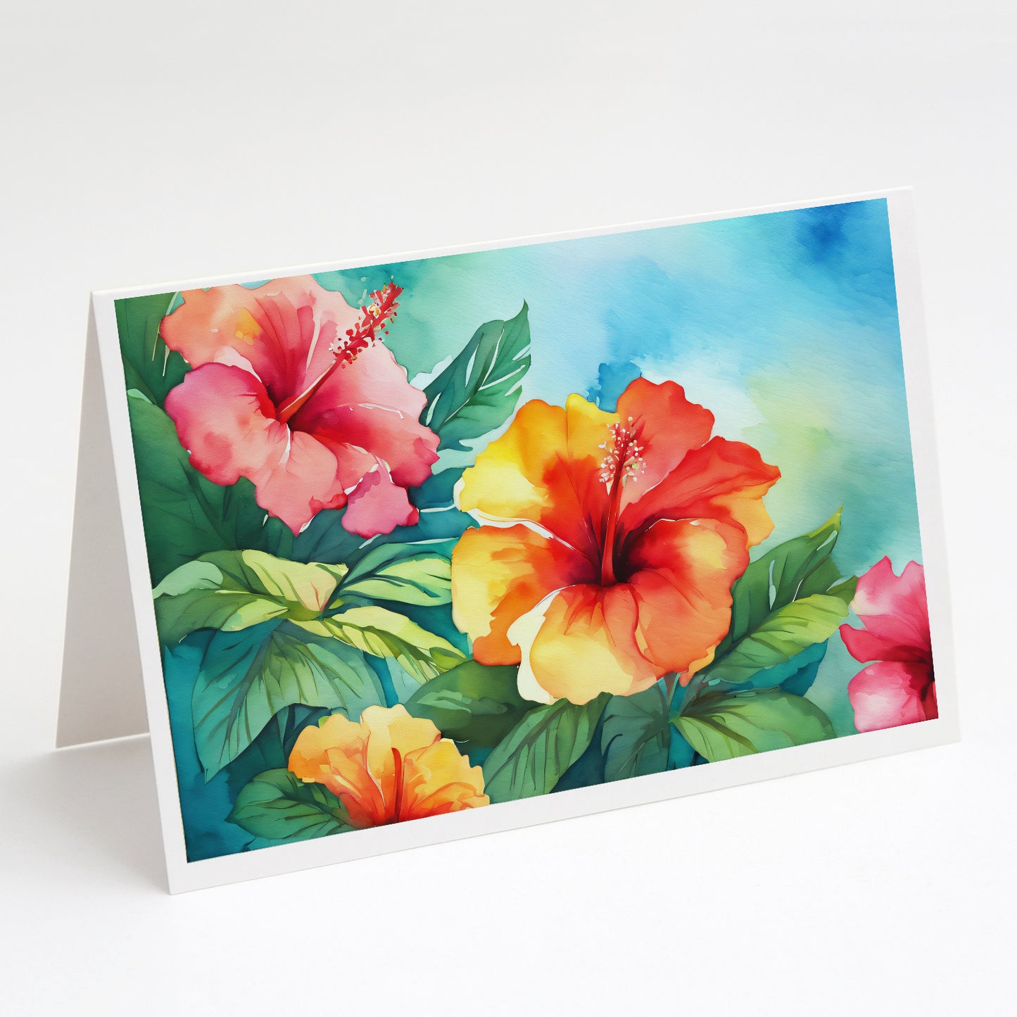 Buy this Hawaii Hawaiian Hibiscus in Watercolor Greeting Cards Pack of 8