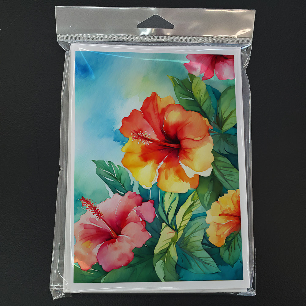 Hawaii Hawaiian Hibiscus in Watercolor Greeting Cards Pack of 8