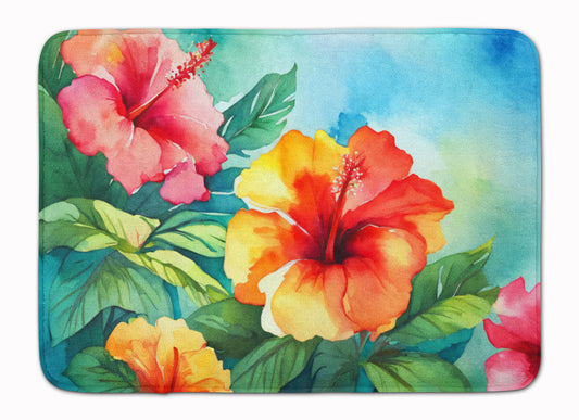 Buy this Hawaii Hawaiian Hibiscus in Watercolor Memory Foam Kitchen Mat