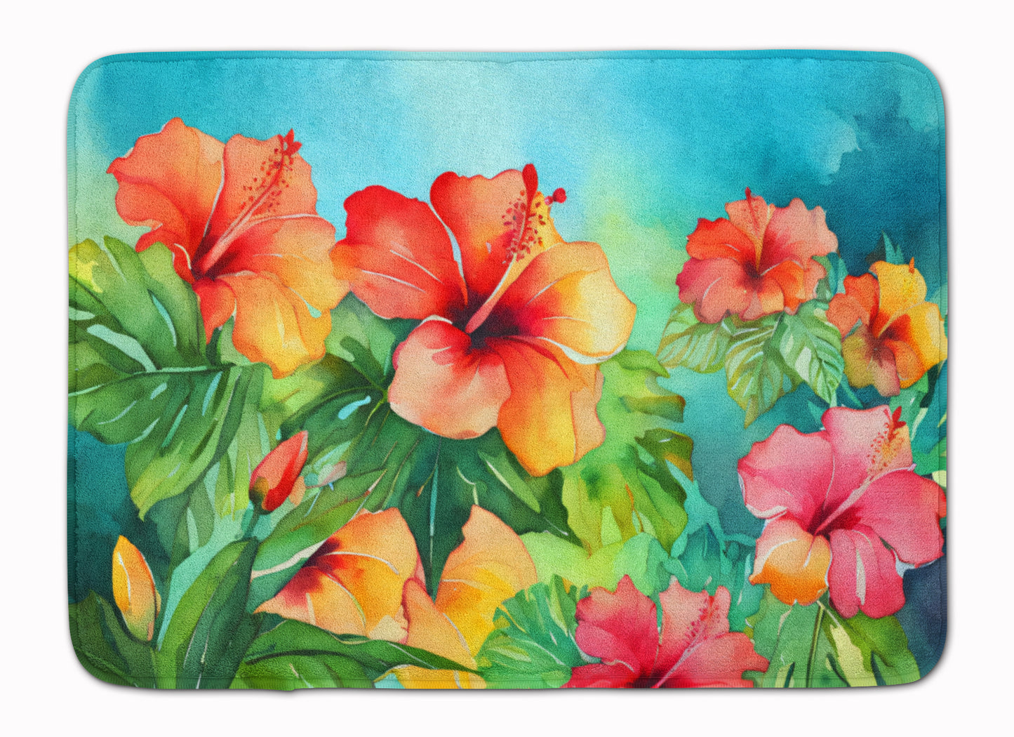 Buy this Hawaii Hawaiian Hibiscus in Watercolor Memory Foam Kitchen Mat