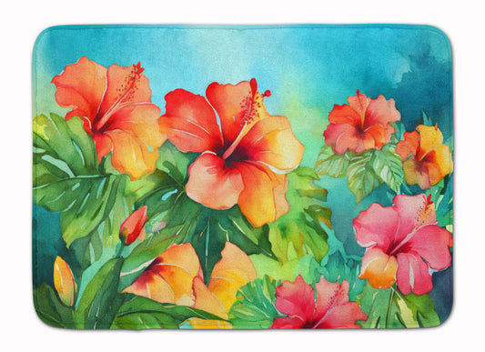 Buy this Hawaii Hawaiian Hibiscus in Watercolor Memory Foam Kitchen Mat