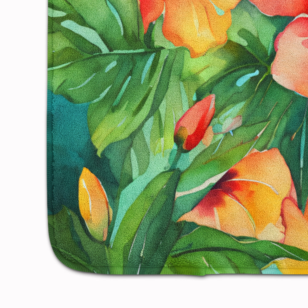 Hawaii Hawaiian Hibiscus in Watercolor Memory Foam Kitchen Mat