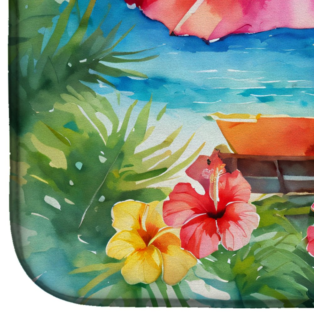 Hawaii Hawaiian Hibiscus in Watercolor Dish Drying Mat