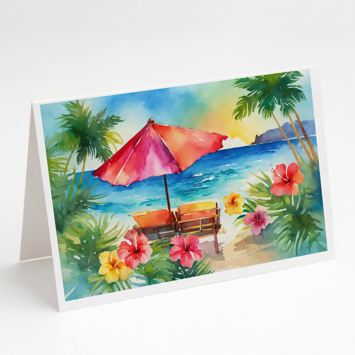 Buy this Hawaii Hawaiian Hibiscus in Watercolor Greeting Cards Pack of 8