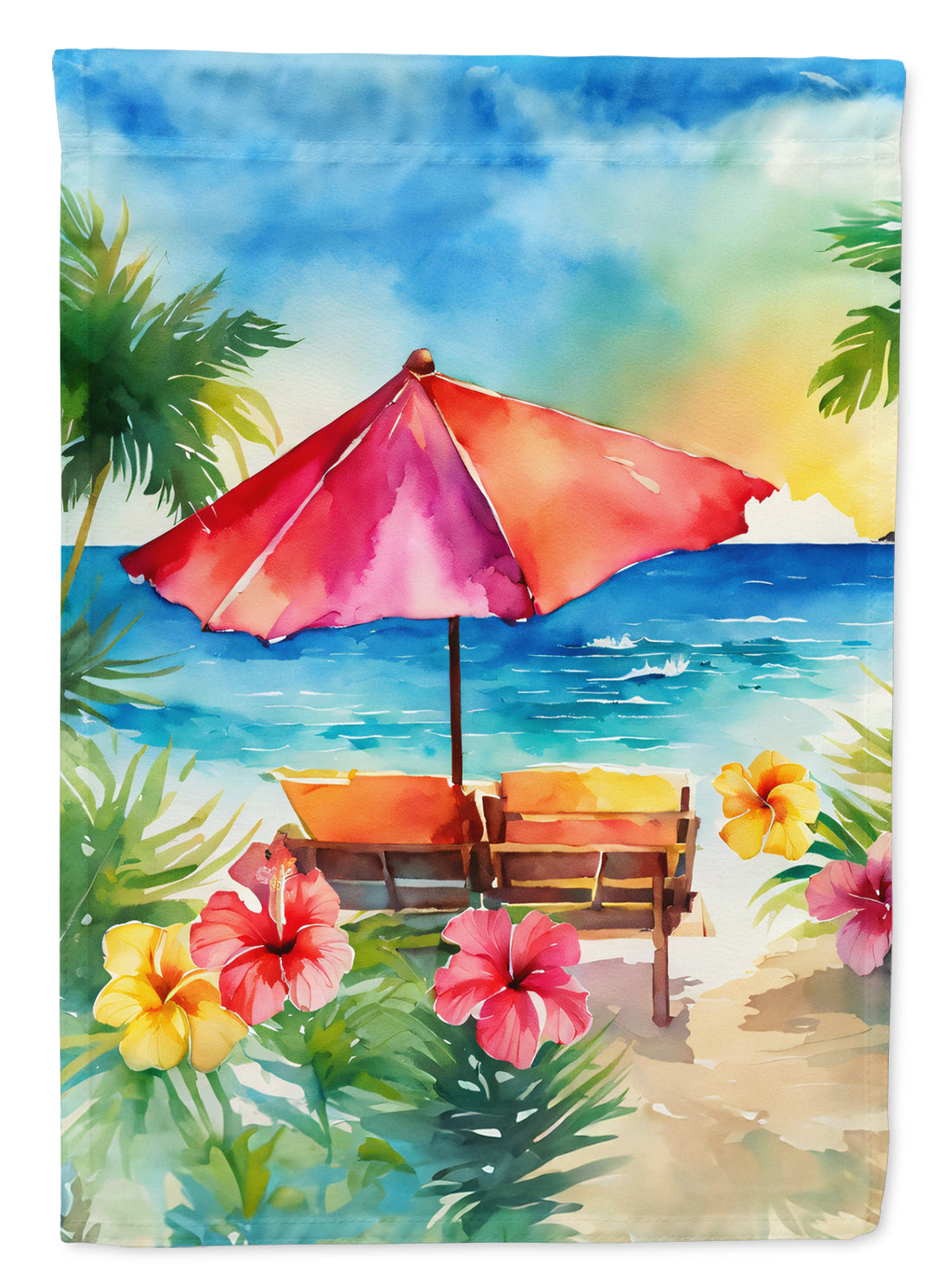 Buy this Hawaii Hawaiian Hibiscus in Watercolor Garden Flag