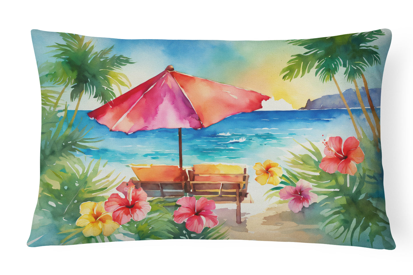 Buy this Hawaii Hawaiian Hibiscus in Watercolor Throw Pillow