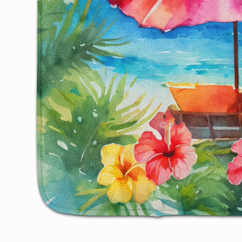 Hawaii Hawaiian Hibiscus in Watercolor Memory Foam Kitchen Mat