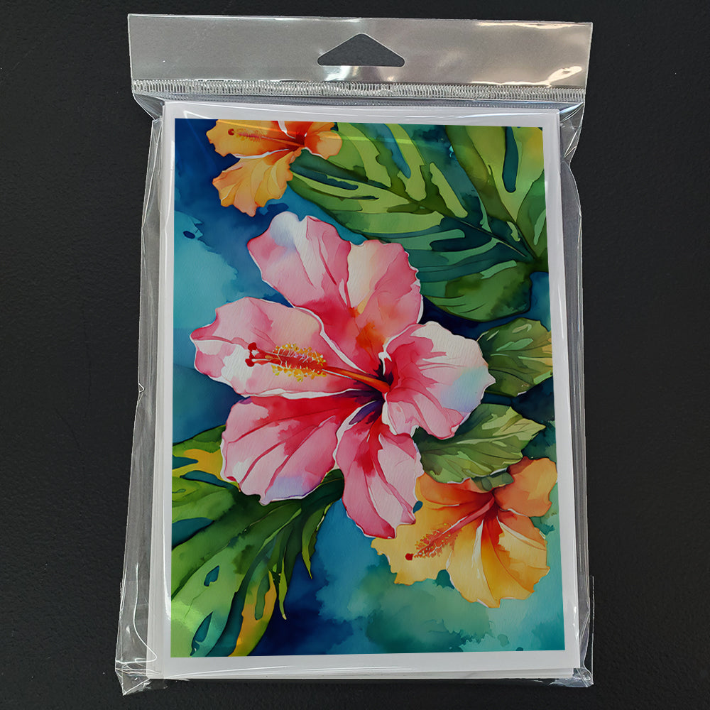 Hawaii Hawaiian Hibiscus in Watercolor Greeting Cards Pack of 8