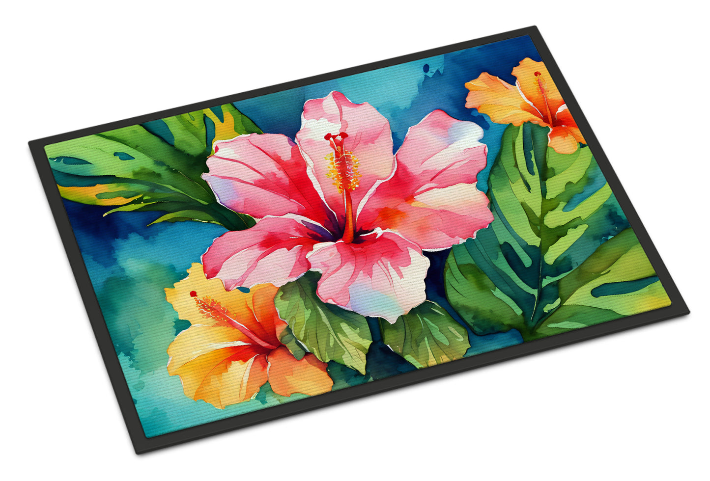 Buy this Hawaii Hawaiian Hibiscus in Watercolor Doormat