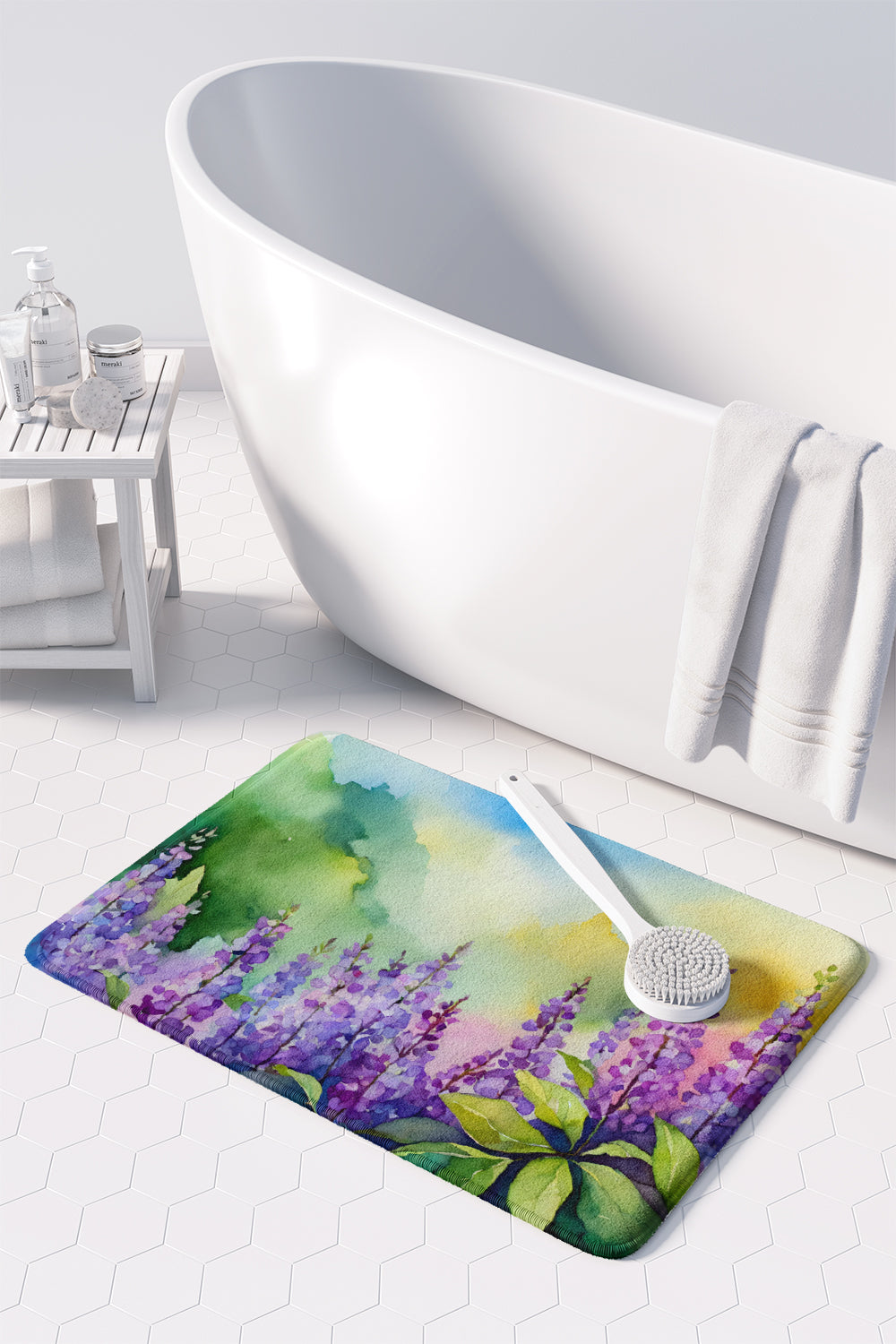 Idaho Syringa in Watercolor Memory Foam Kitchen Mat