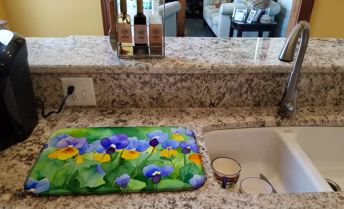 Illinois Violet in Watercolor Dish Drying Mat