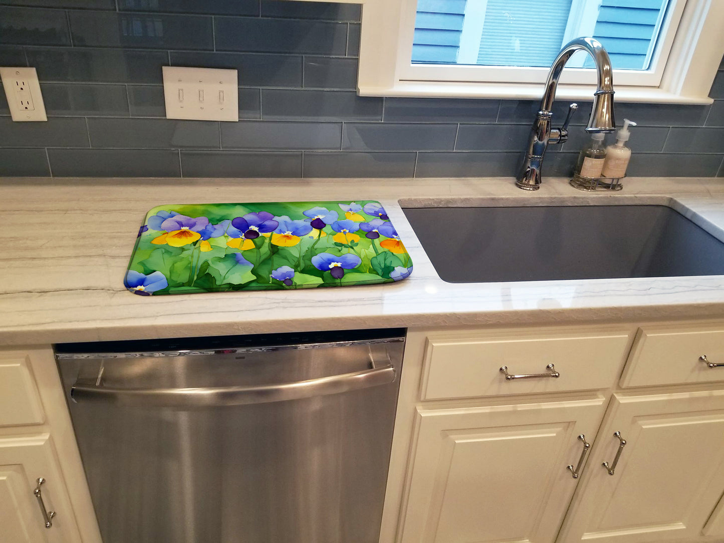 Illinois Violet in Watercolor Dish Drying Mat
