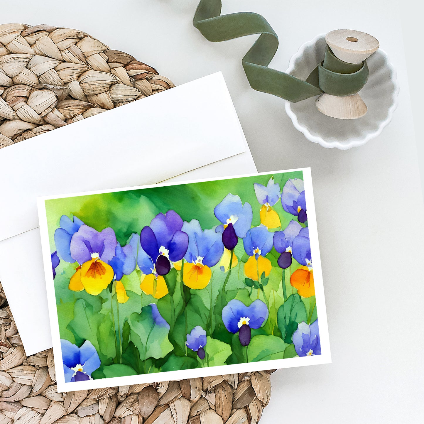 Illinois Violet in Watercolor Greeting Cards Pack of 8