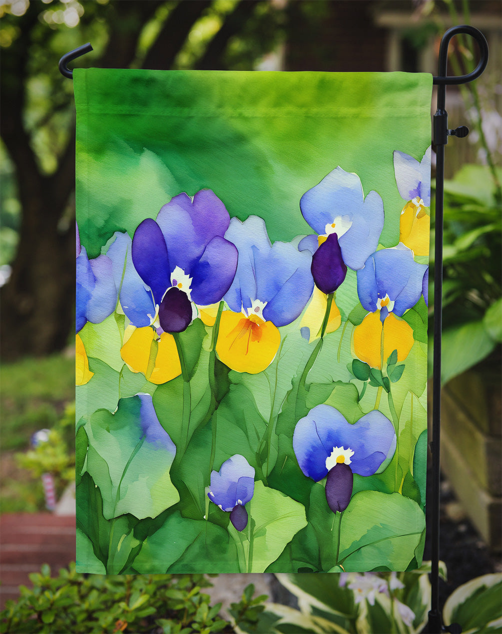 Illinois Violet in Watercolor Garden Flag