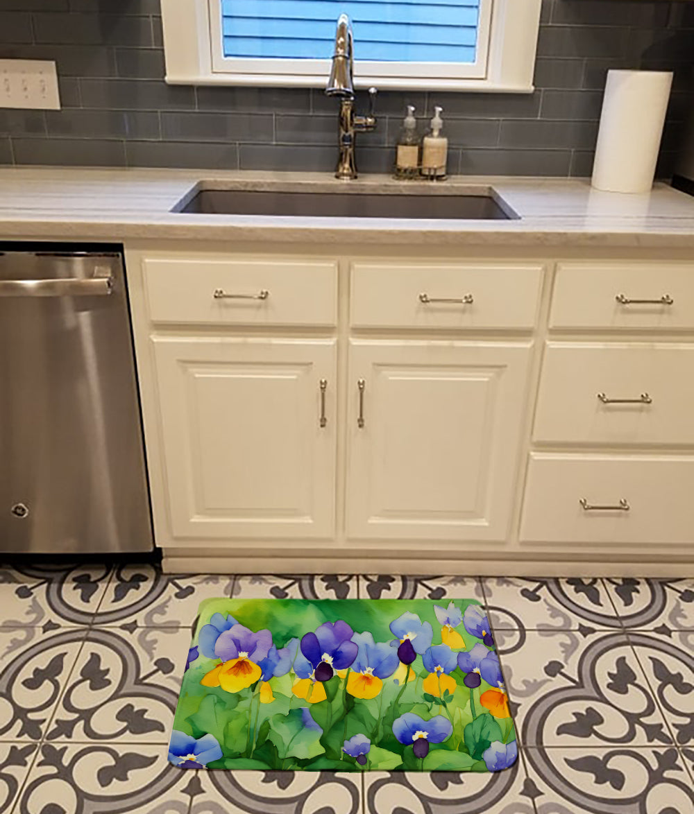 Illinois Violet in Watercolor Memory Foam Kitchen Mat