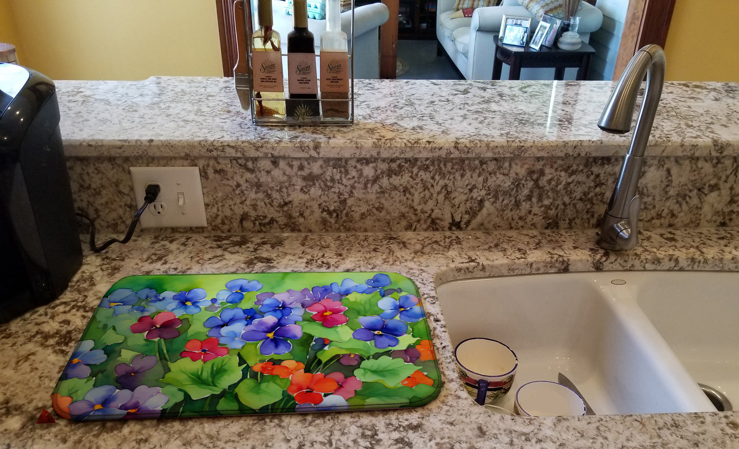 Illinois Violet in Watercolor Dish Drying Mat