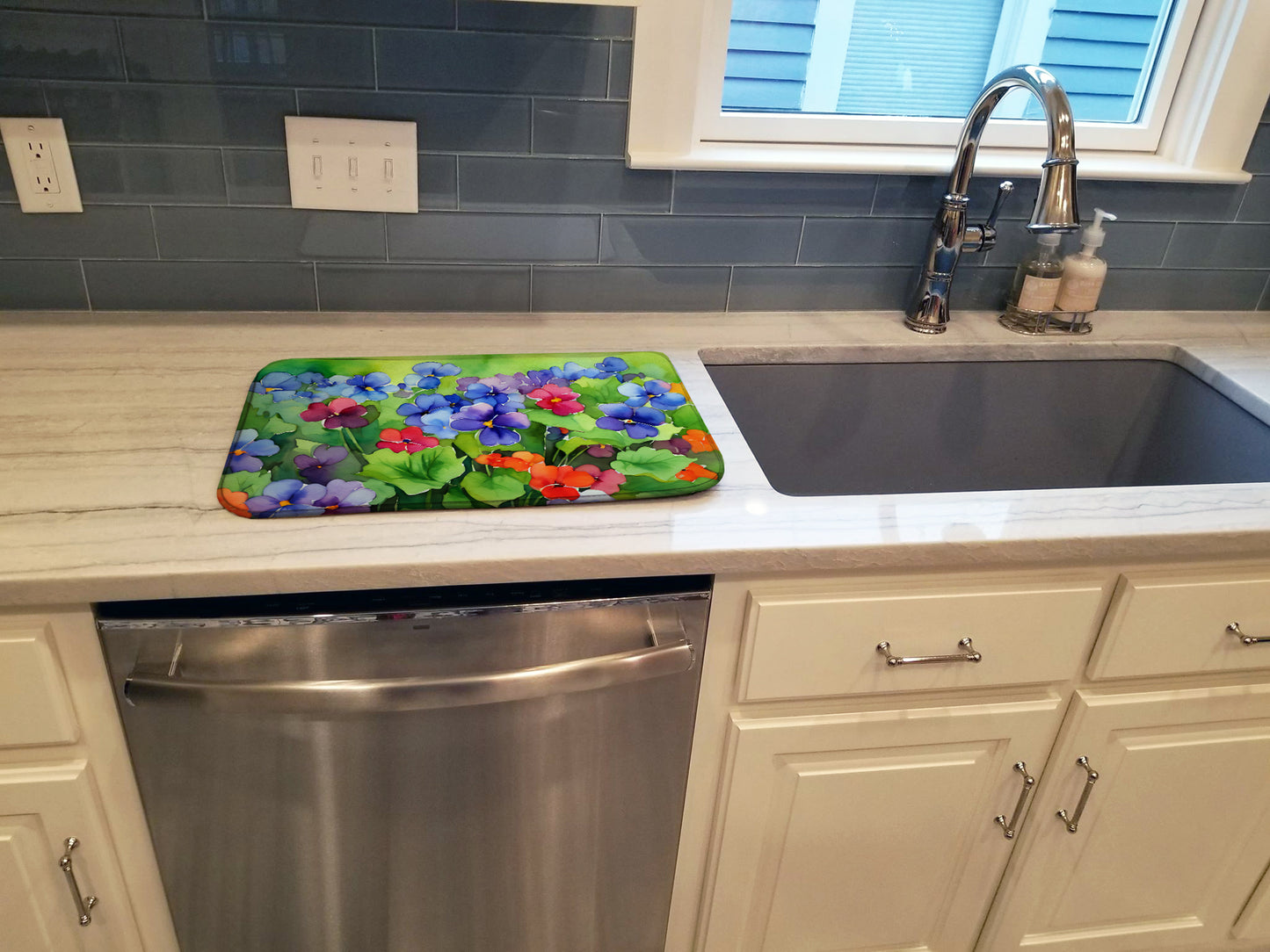 Illinois Violet in Watercolor Dish Drying Mat