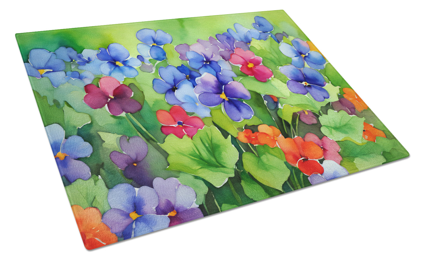 Buy this Illinois Violet in Watercolor Glass Cutting Board