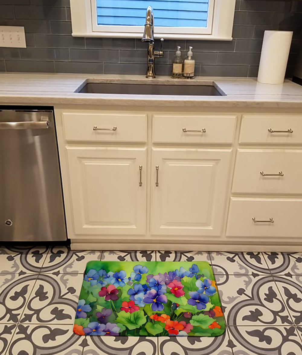 Illinois Violet in Watercolor Memory Foam Kitchen Mat