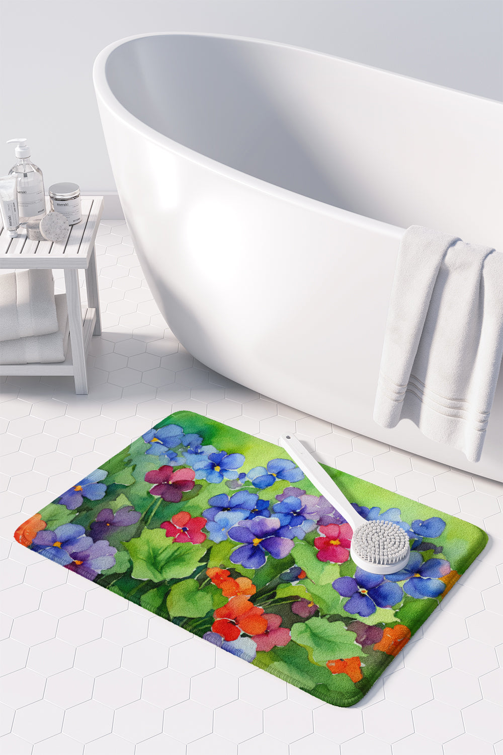 Illinois Violet in Watercolor Memory Foam Kitchen Mat