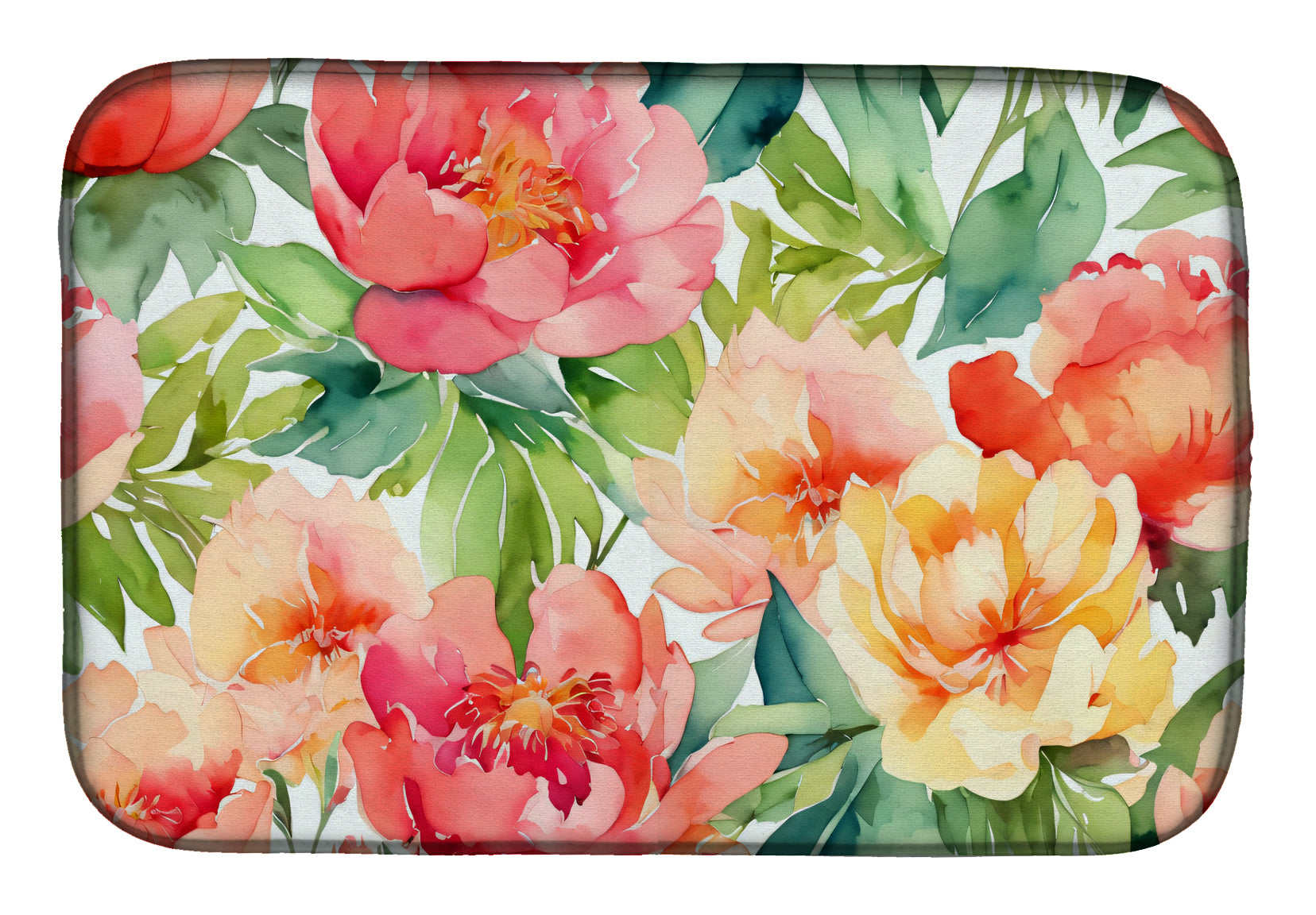 Buy this Indiana Peonies in Watercolor Dish Drying Mat