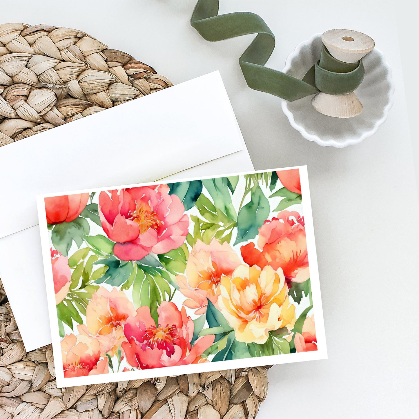 Indiana Peonies in Watercolor Greeting Cards Pack of 8