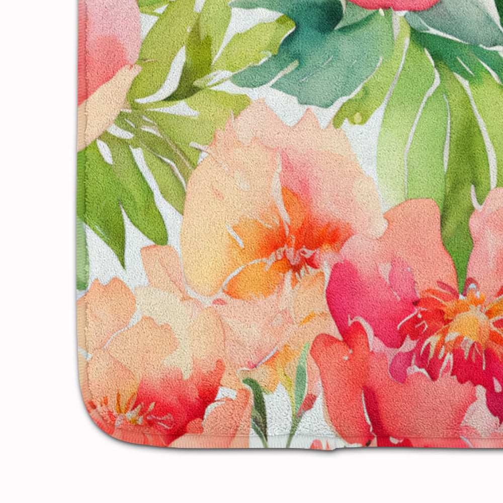 Indiana Peonies in Watercolor Memory Foam Kitchen Mat