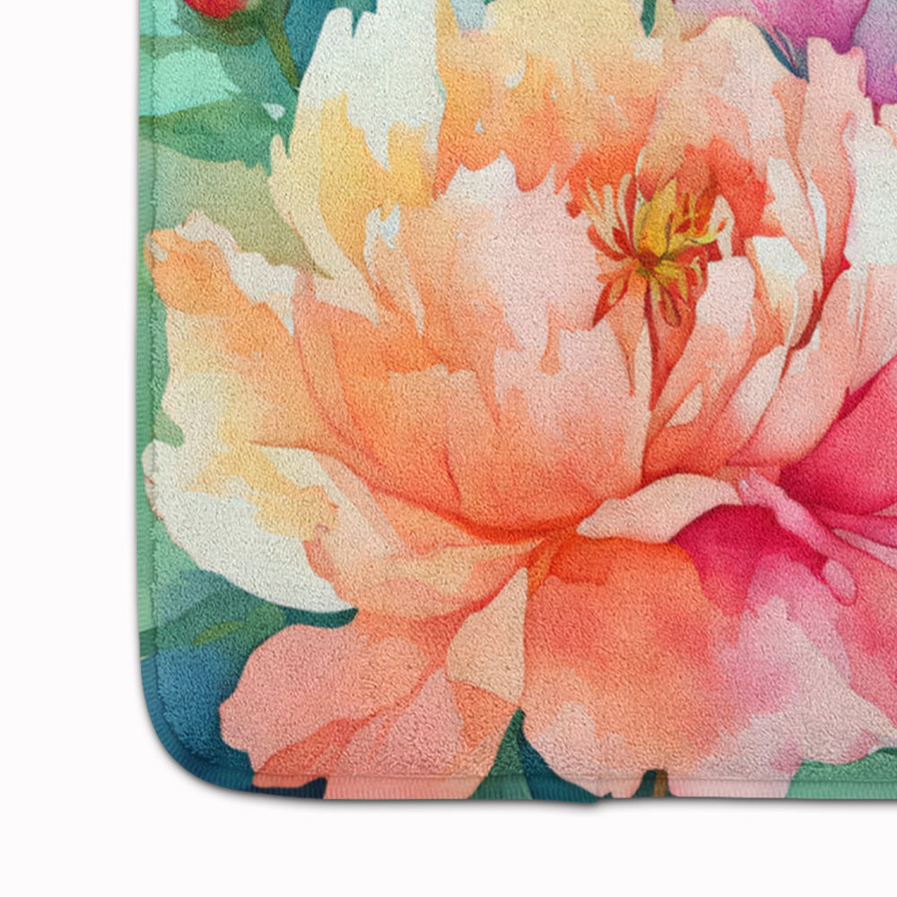 Indiana Peonies in Watercolor Memory Foam Kitchen Mat