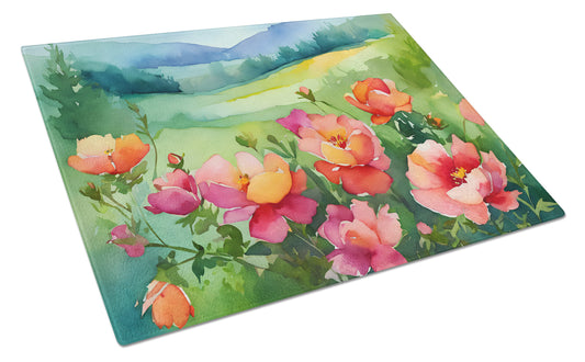 Buy this Iowa Wild Prairie Roses in Watercolor Glass Cutting Board