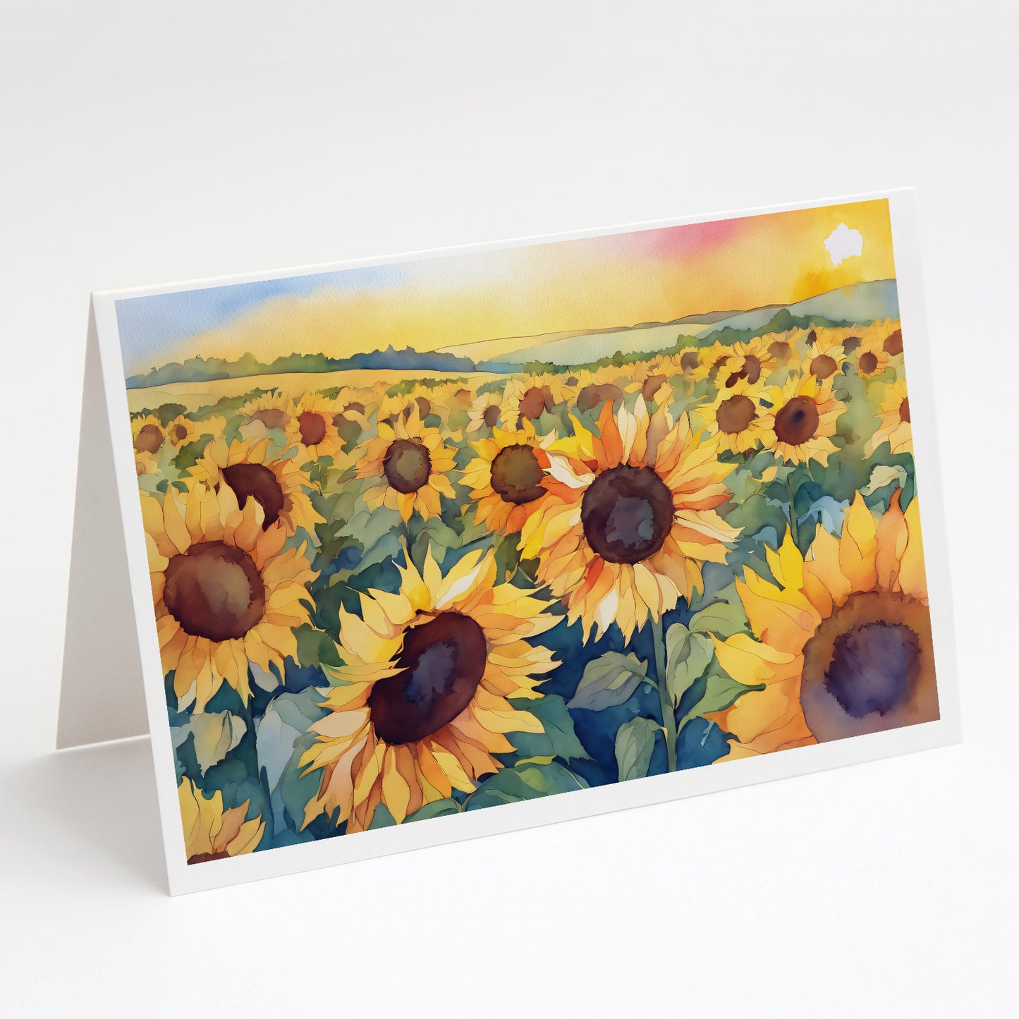 Buy this Kansas Sunflowers in Watercolor Greeting Cards Pack of 8