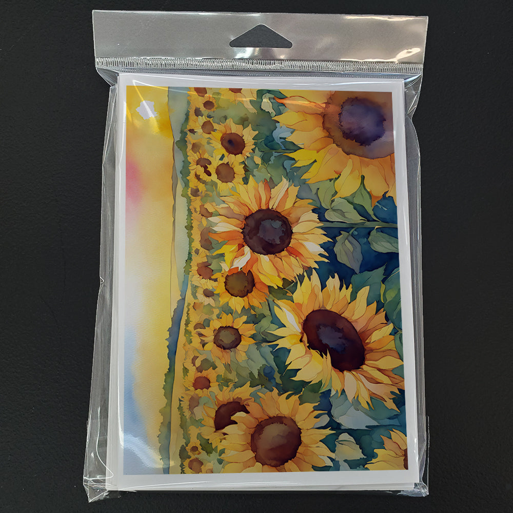 Kansas Sunflowers in Watercolor Greeting Cards Pack of 8
