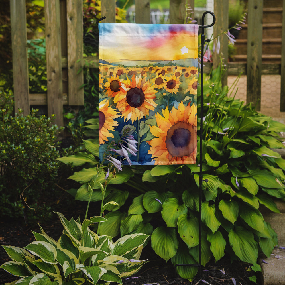 Kansas Sunflowers in Watercolor Garden Flag