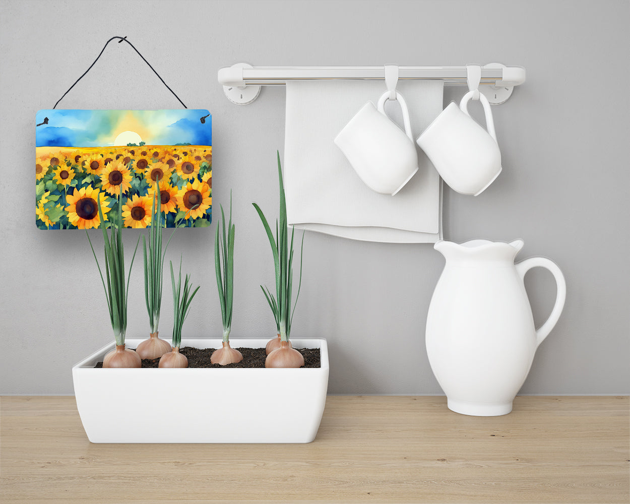 Kansas Sunflowers in Watercolor Wall or Door Hanging Prints