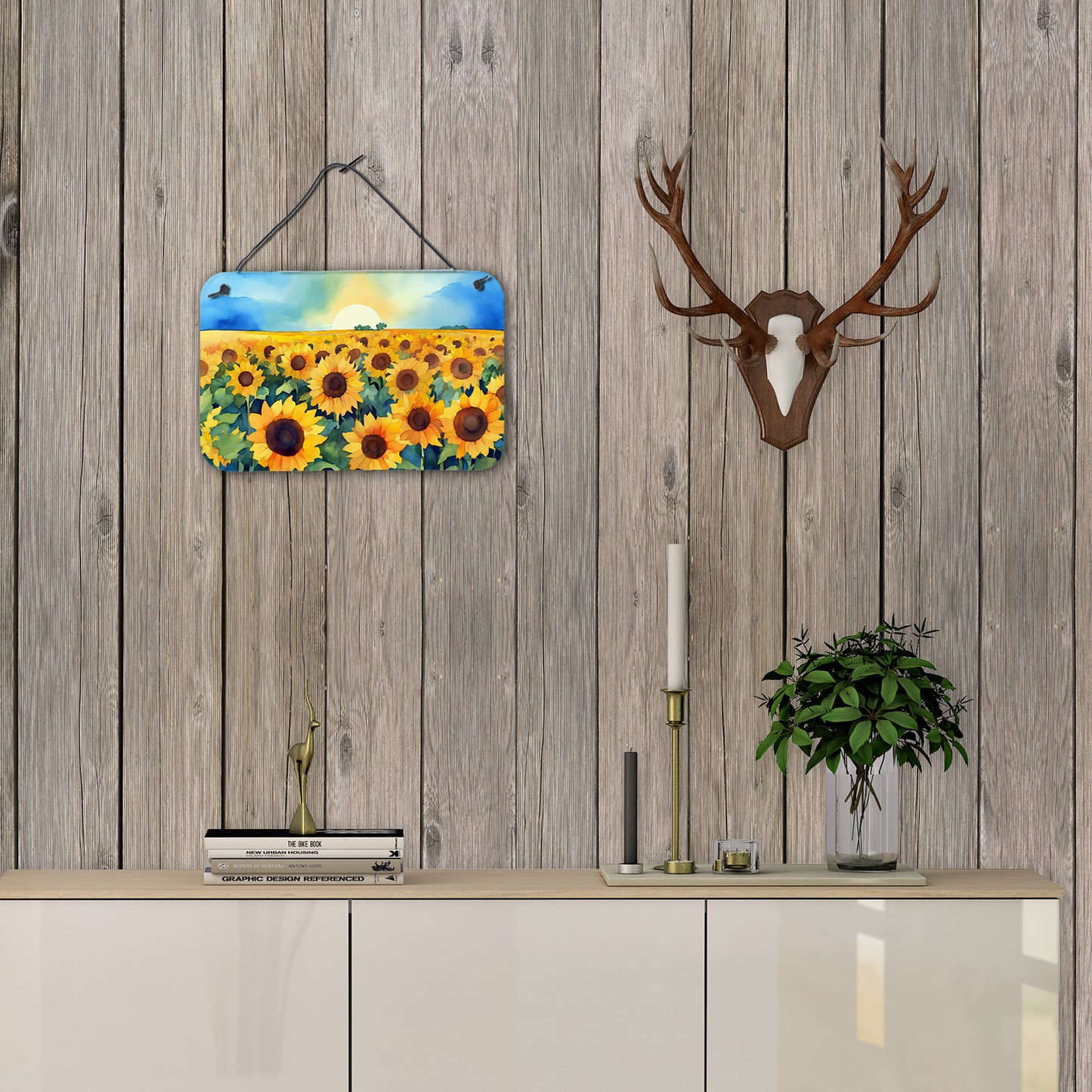 Kansas Sunflowers in Watercolor Wall or Door Hanging Prints