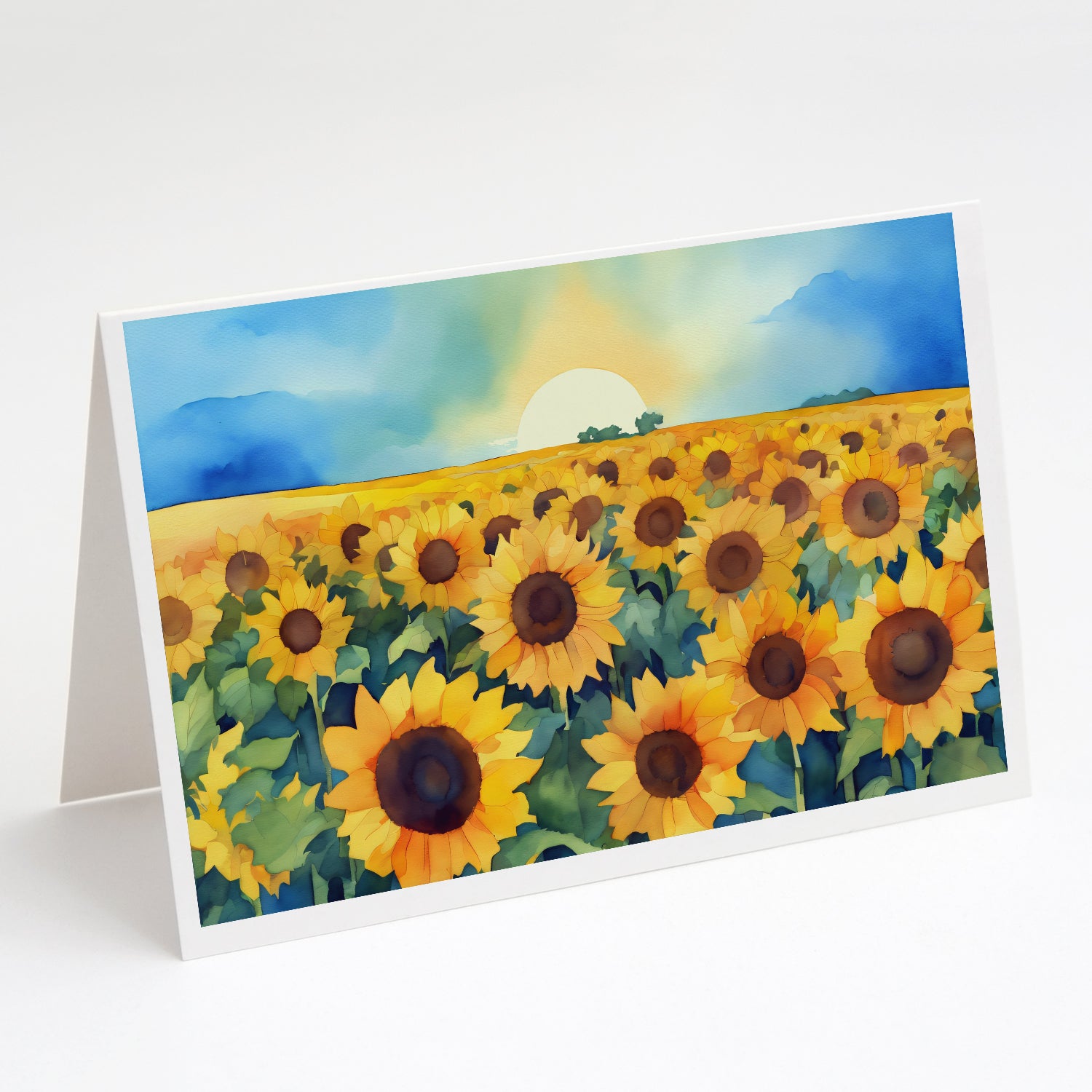 Buy this Kansas Sunflowers in Watercolor Greeting Cards Pack of 8