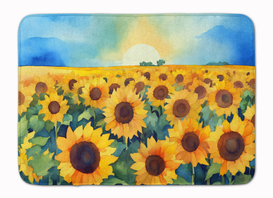 Buy this Kansas Sunflowers in Watercolor Memory Foam Kitchen Mat