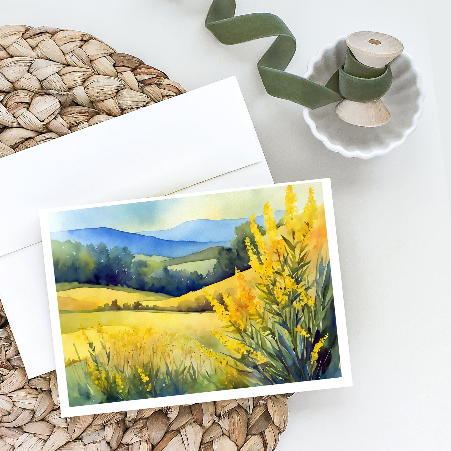 Kentucky Goldenrod in Watercolor Greeting Cards Pack of 8