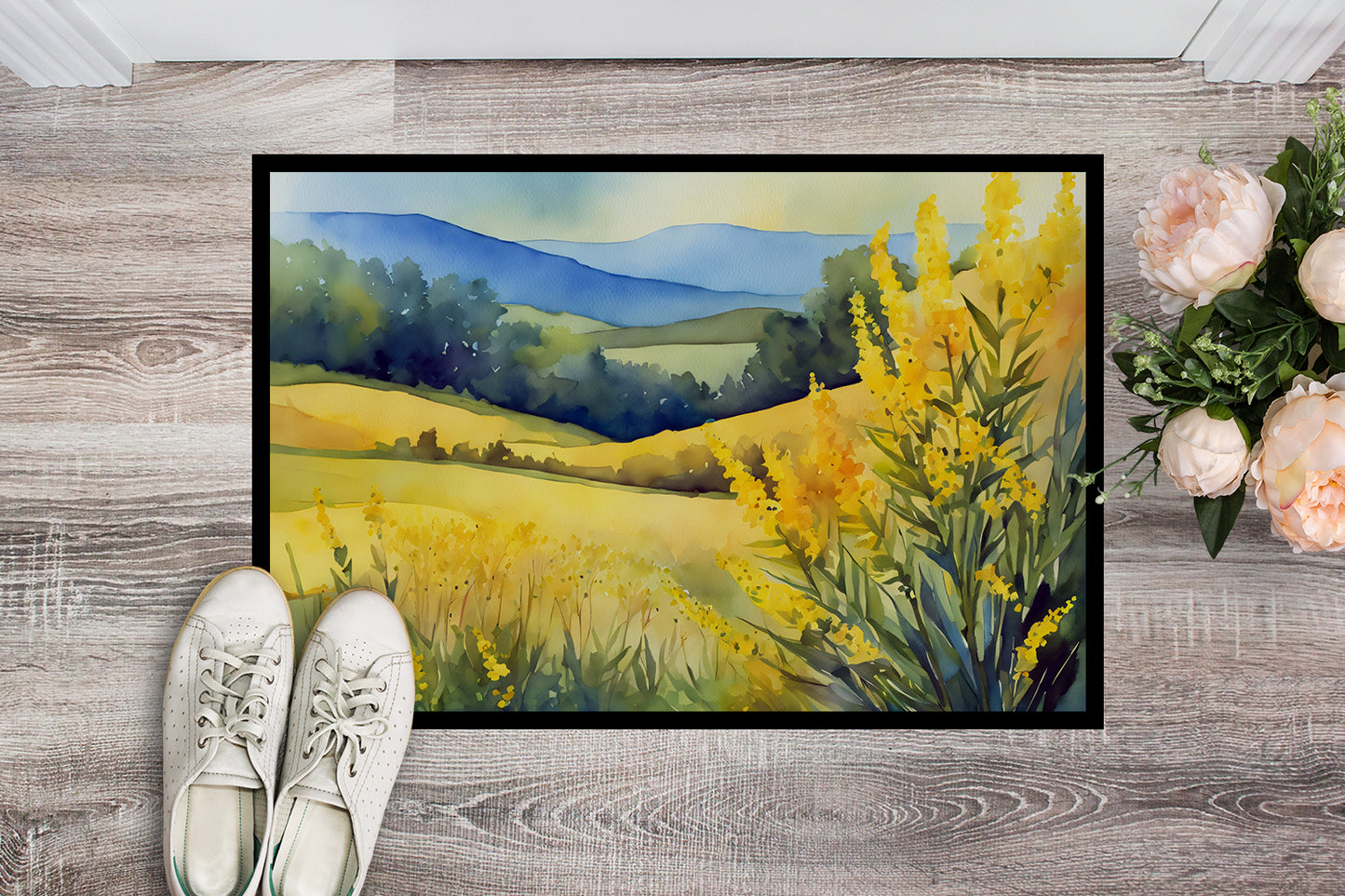 Kentucky Goldenrod in Watercolor Doormat