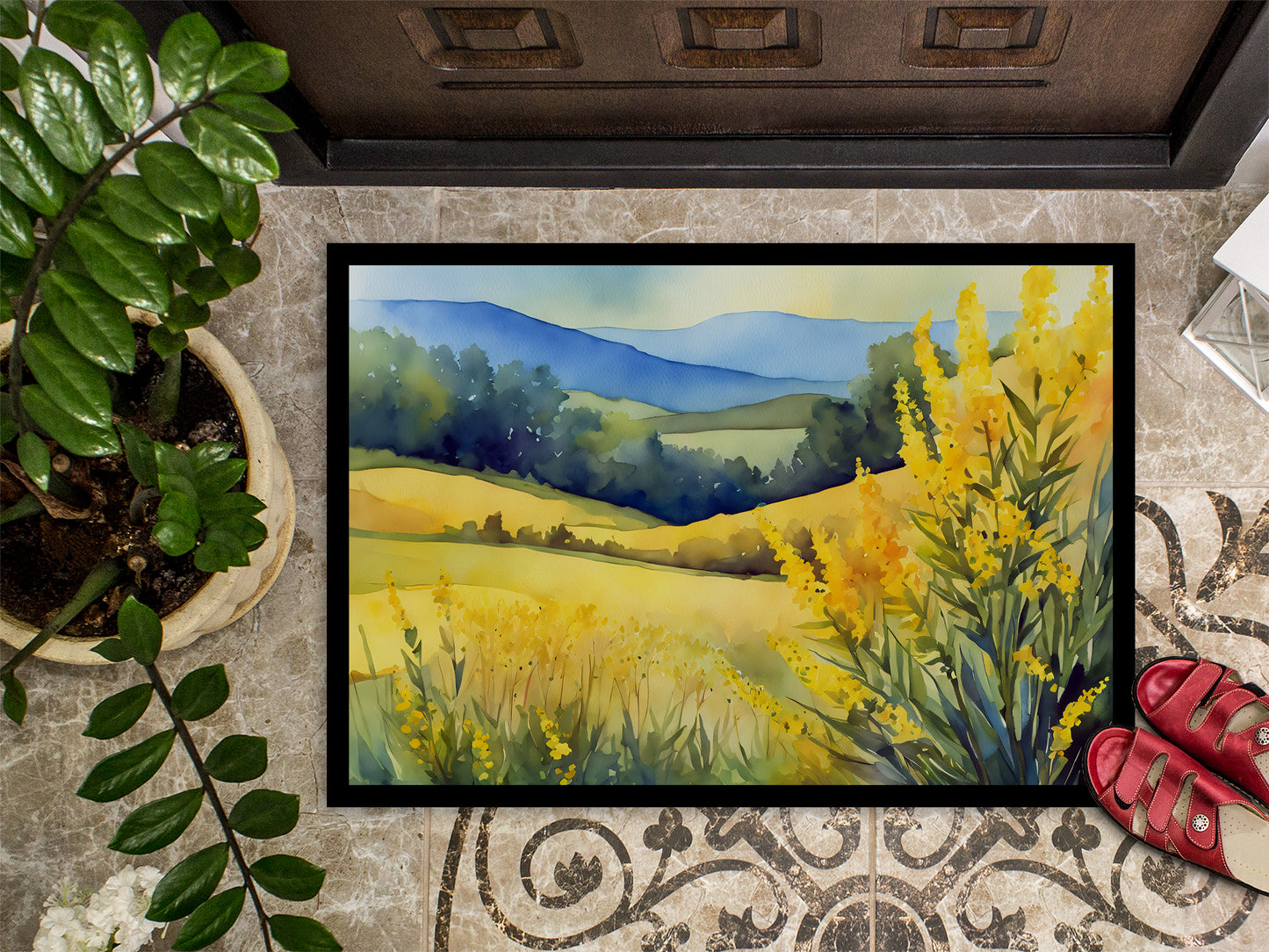 Kentucky Goldenrod in Watercolor Doormat