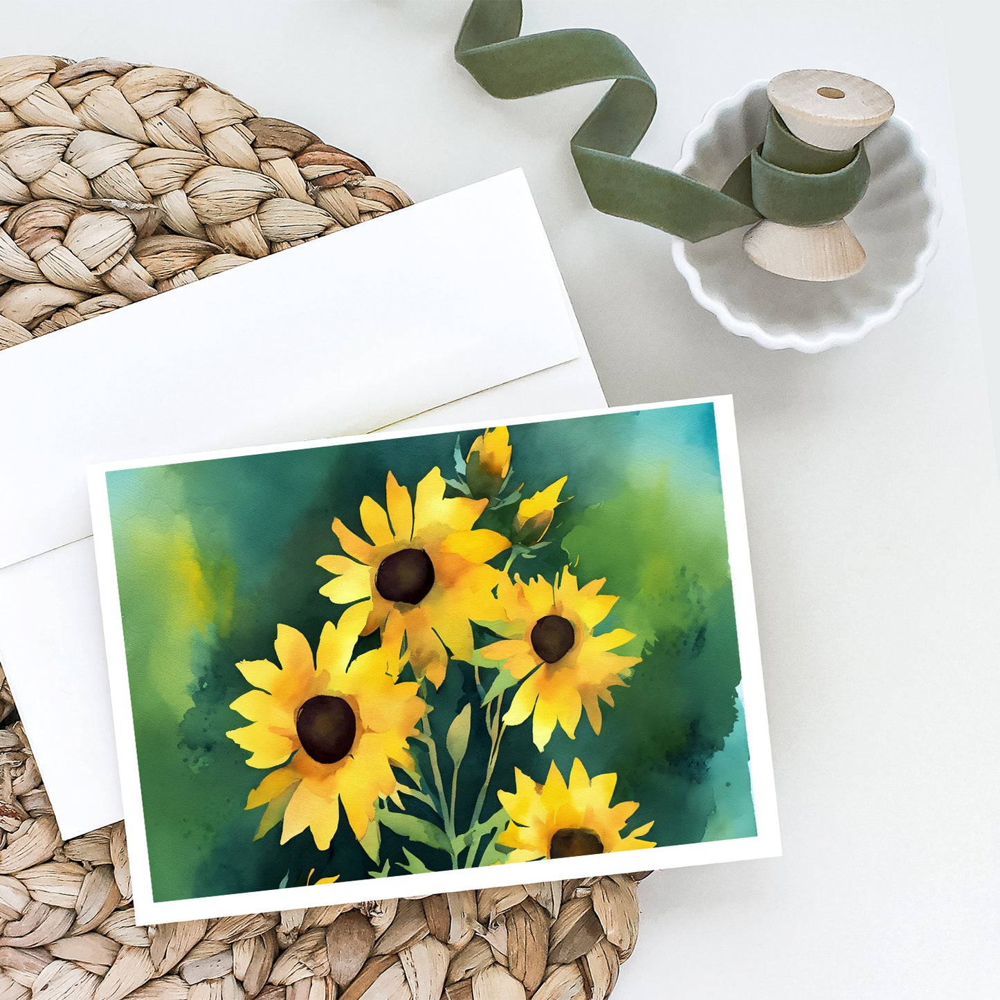 Kentucky Goldenrod in Watercolor Greeting Cards Pack of 8