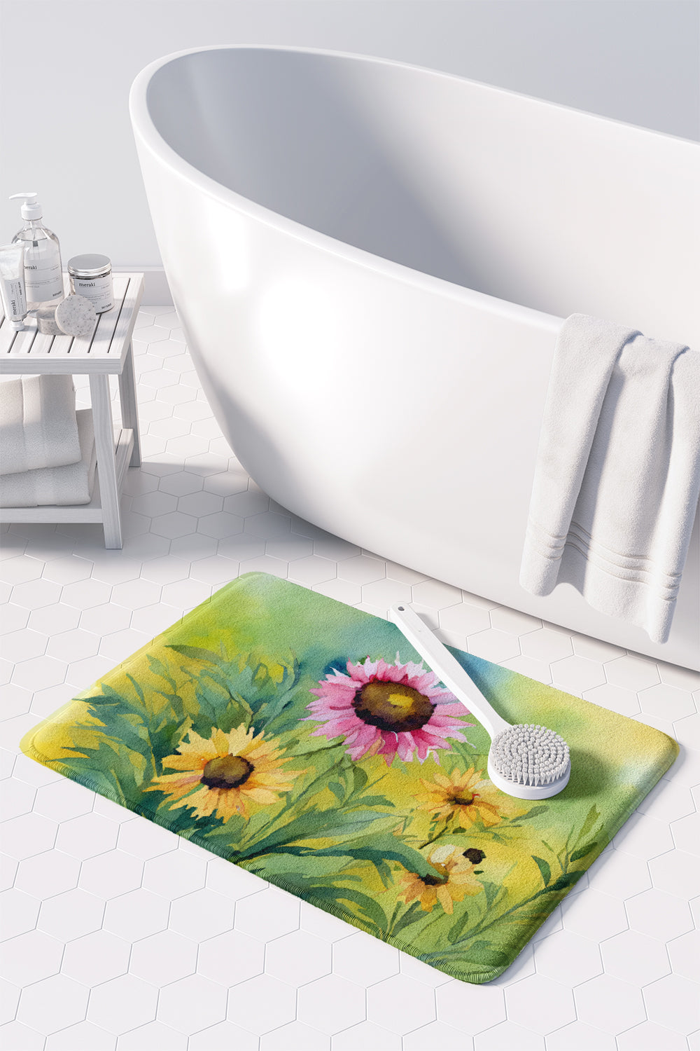 Kentucky Goldenrod in Watercolor Memory Foam Kitchen Mat