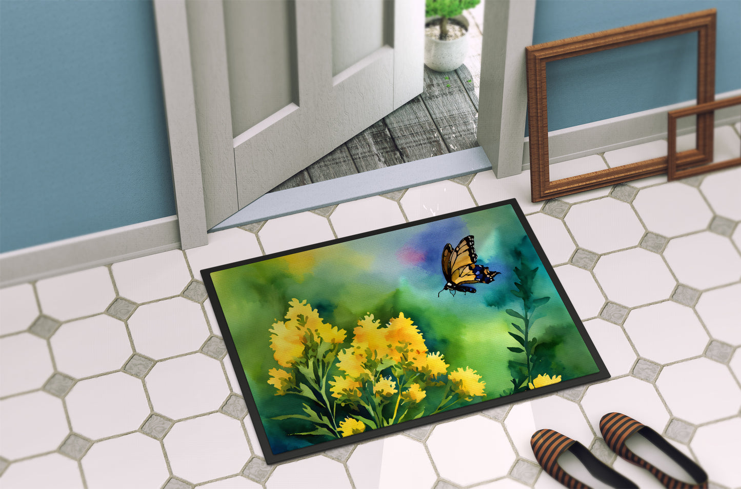 Kentucky Goldenrod in Watercolor Doormat