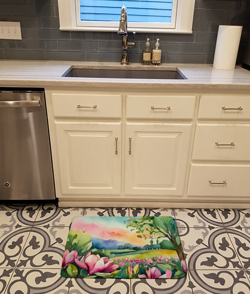 Louisiana Magnolias in Watercolor Memory Foam Kitchen Mat