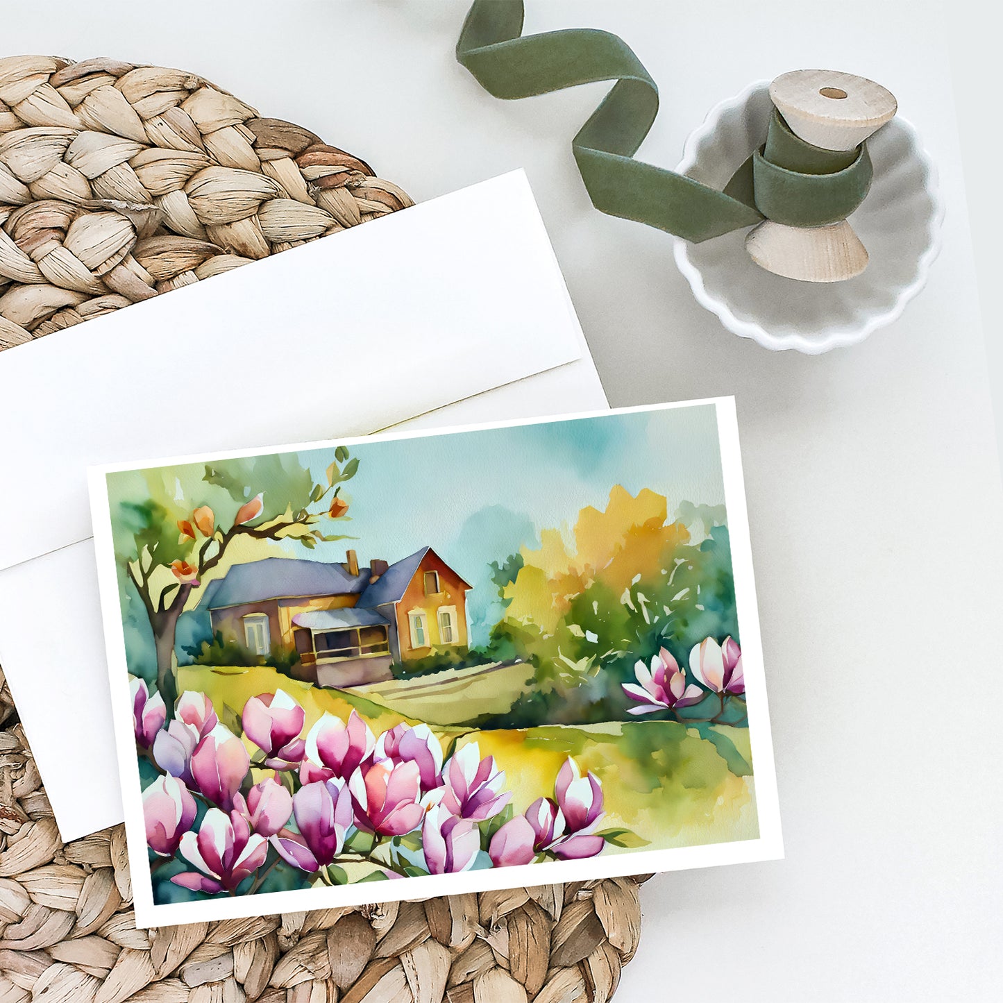 Louisiana Magnolias in Watercolor Greeting Cards Pack of 8