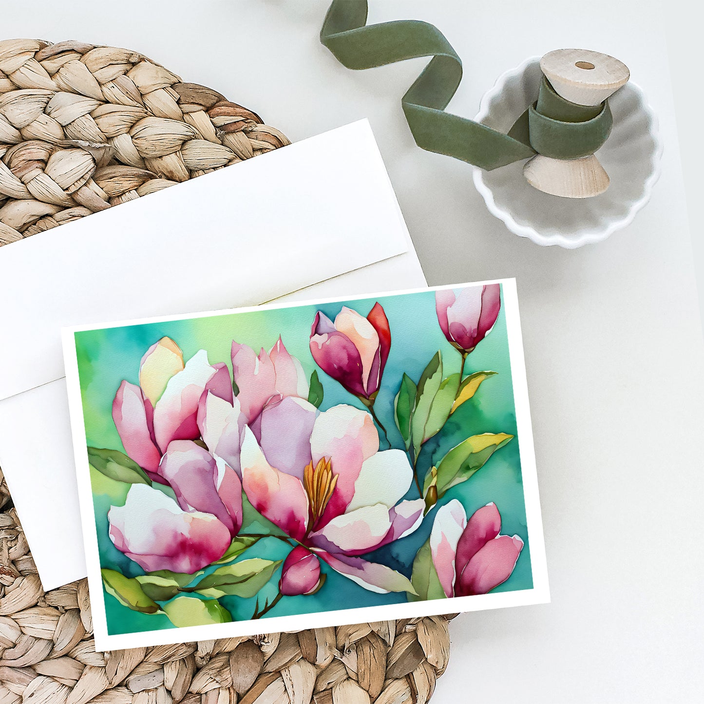 Louisiana Magnolias in Watercolor Greeting Cards Pack of 8
