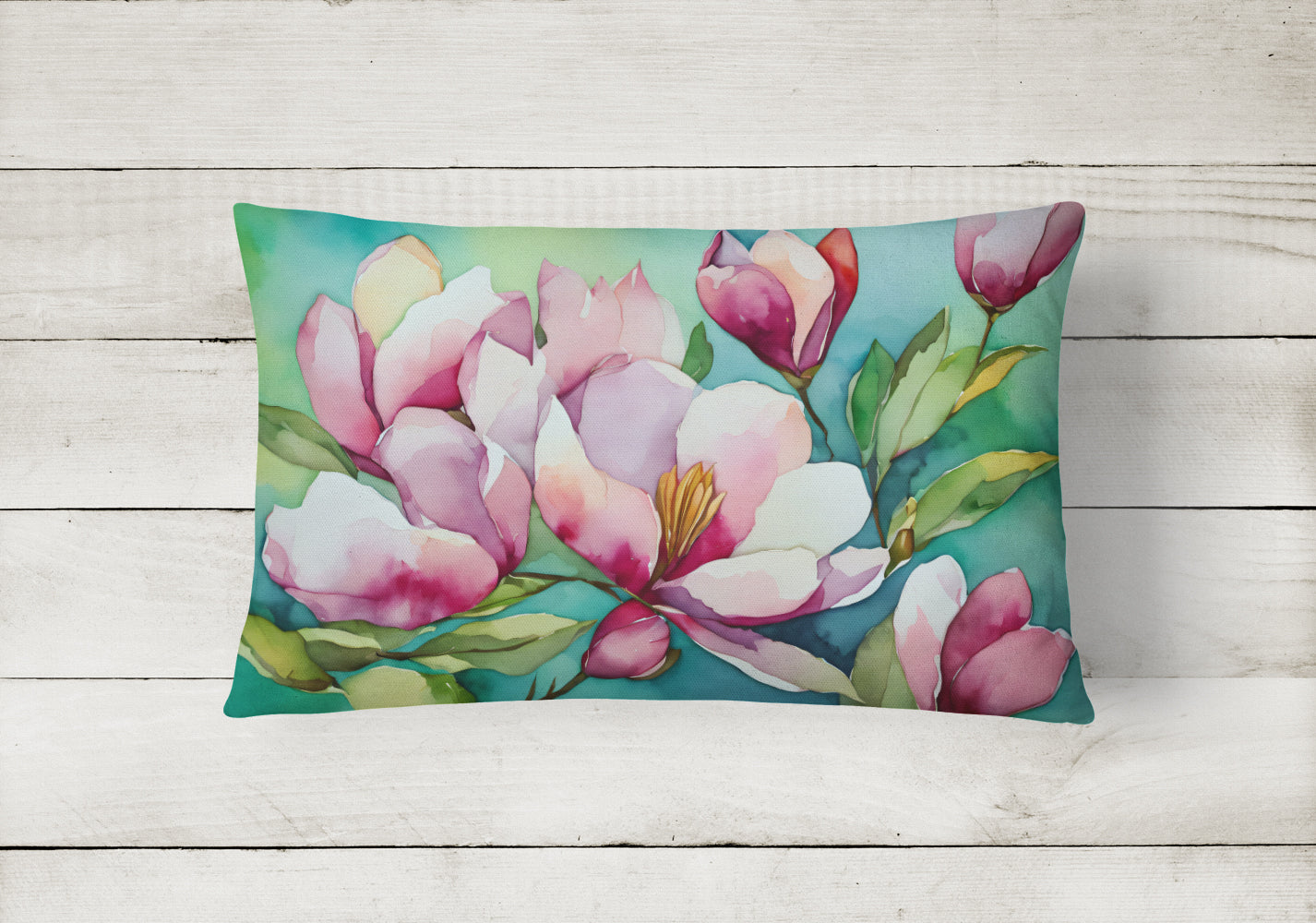 Louisiana Magnolias in Watercolor Throw Pillow