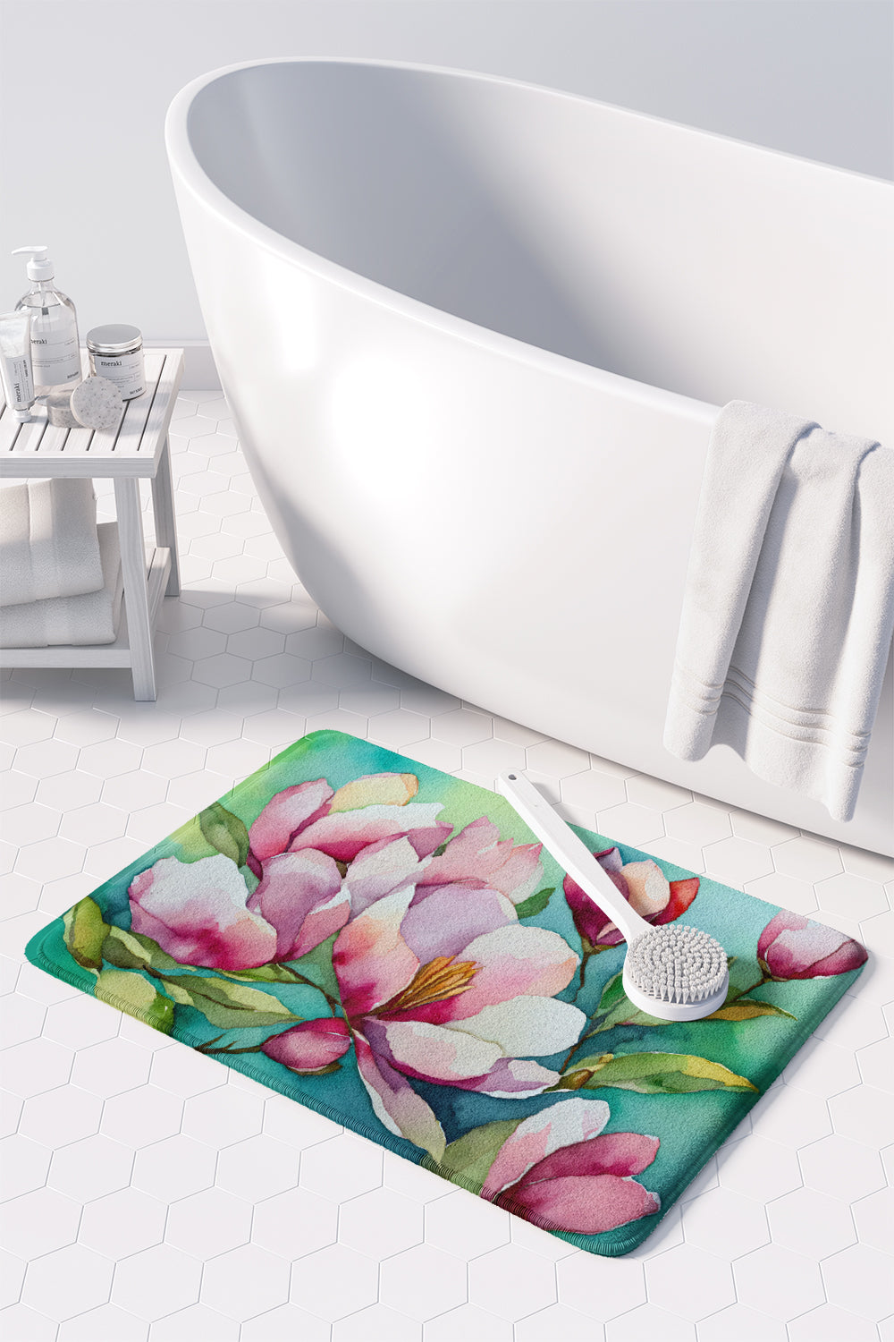 Louisiana Magnolias in Watercolor Memory Foam Kitchen Mat