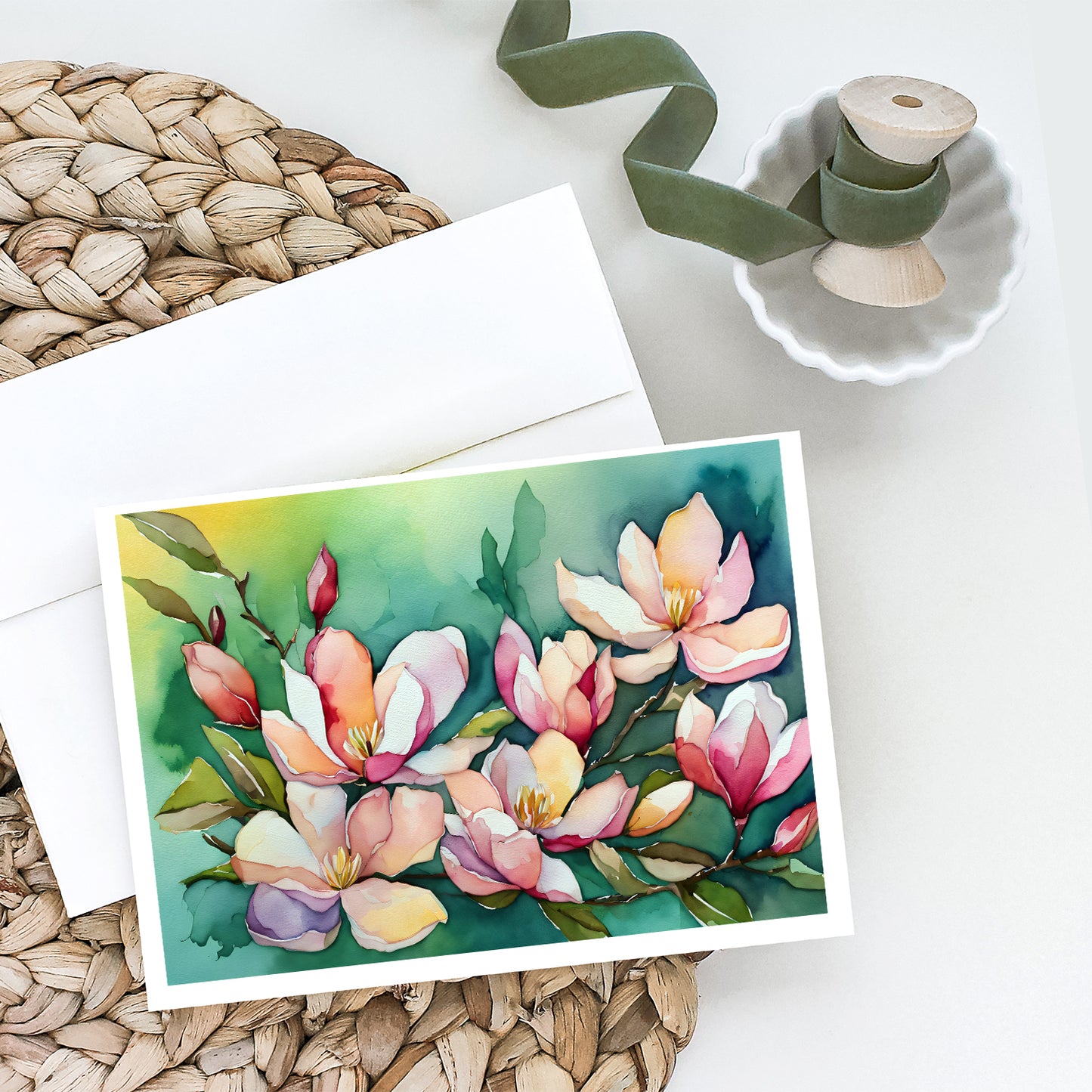 Louisiana Magnolias in Watercolor Greeting Cards Pack of 8