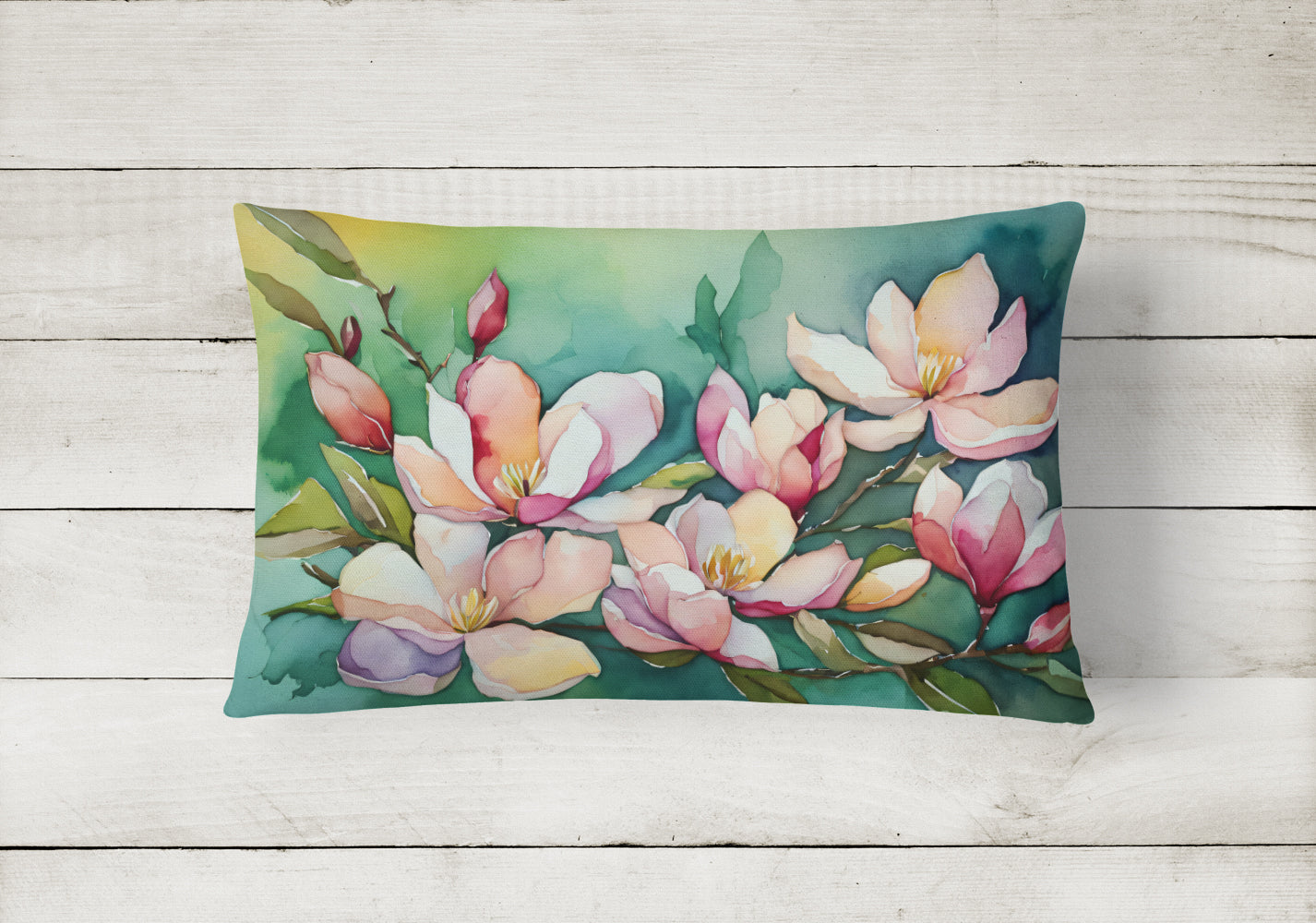Louisiana Magnolias in Watercolor Throw Pillow
