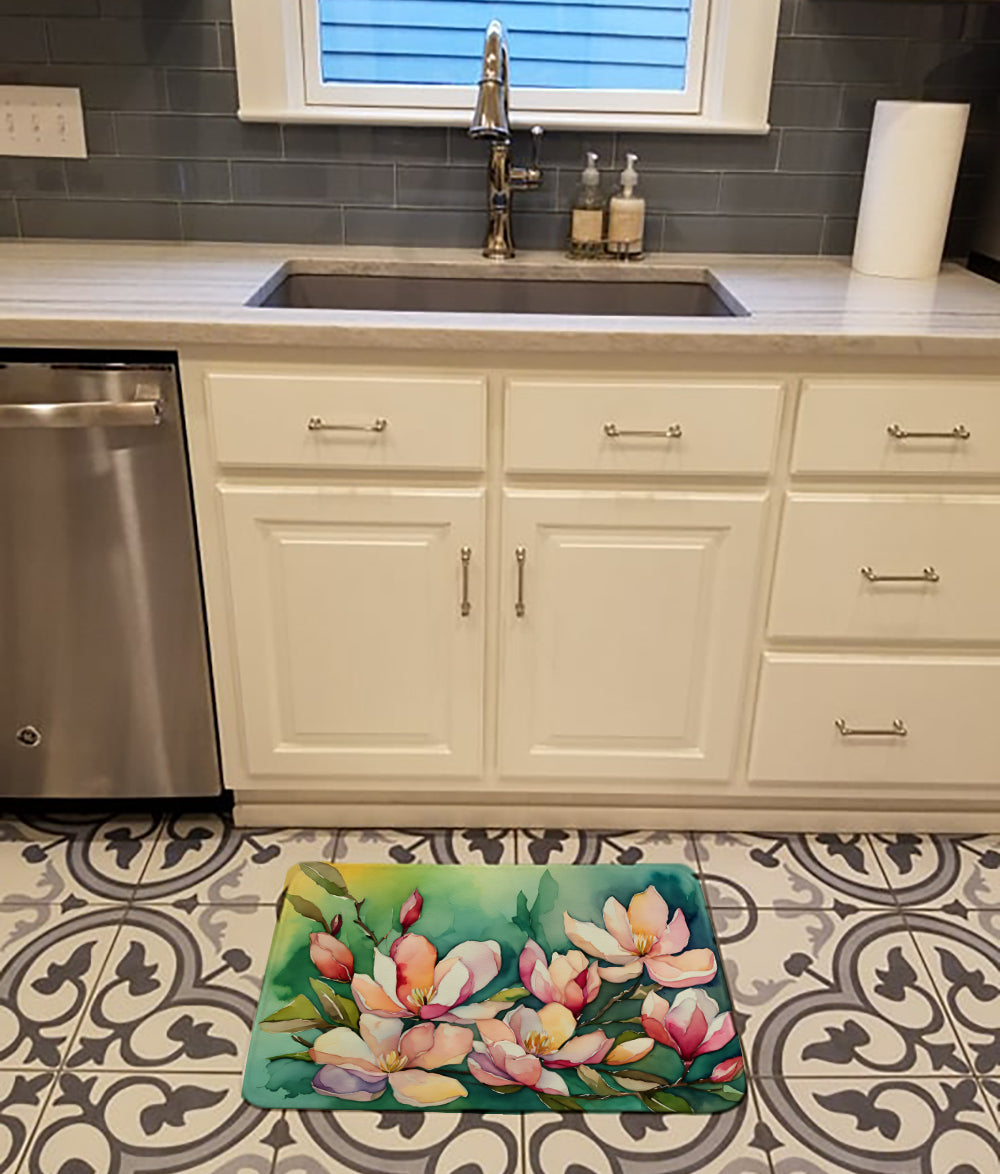 Louisiana Magnolias in Watercolor Memory Foam Kitchen Mat